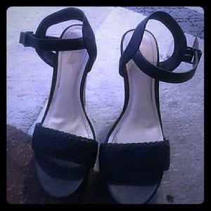 Black with brown heels or sandals